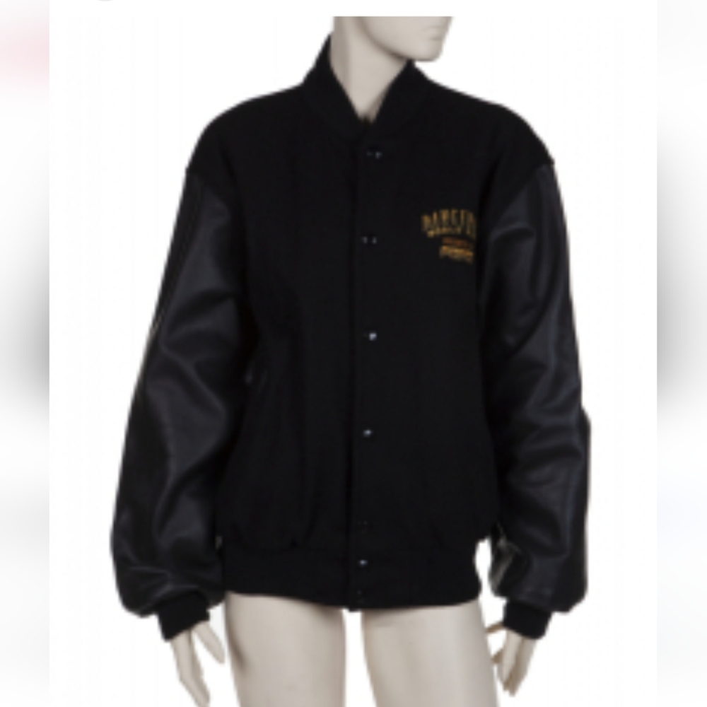 CHEERLEADING JACKET BLACK  felt & leather